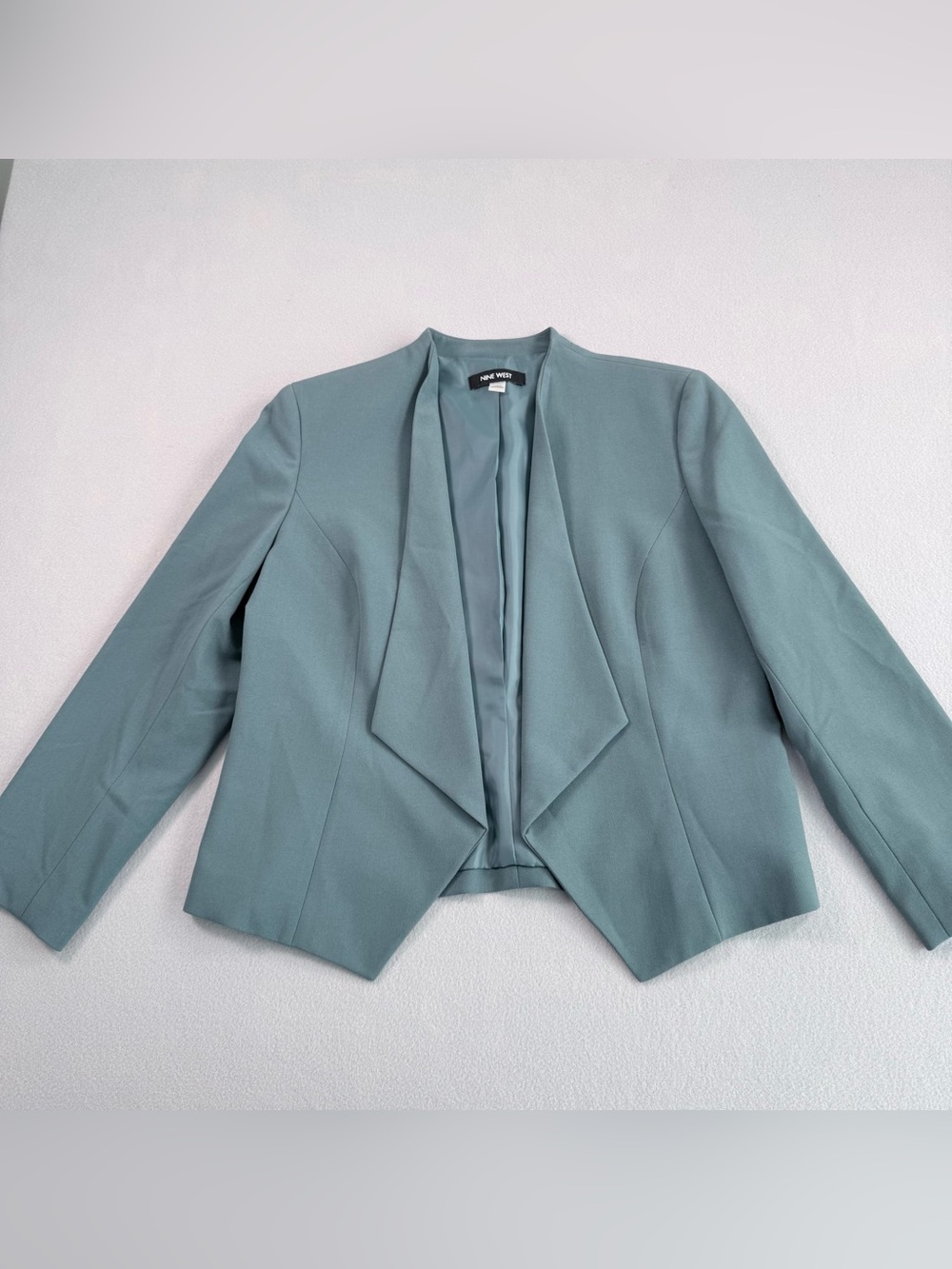 Nine West Blazer Women's Size 4 Sage Teal Open Front Jacket